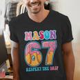 6 7 Mason Baseball Drip Number 67 Player Or 67th Birthday Men's V-Neck T-Shirt 6 7 Mason Baseball Drip Number 67 Player Or 67th Birthday Men's V-Neck T-Shirt