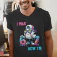 I Was 6 Now I'm 7 Baseball Birthday Drip Ice Cream Boy Men's V-Neck T-Shirt