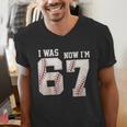 I Was 6 Now I'm 7 Year Old Birthday 67 Meme Baseball Bday Men's V-Neck T-Shirt I Was 6 Now I'm 7 Year Old Birthday 67 Meme Baseball Bday Men's V-Neck T-Shirt