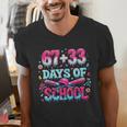67 33 Days Of School Baseball Drip 100th Day Of School Boys Men's V-Neck T-Shirt 67 33 Days Of School Baseball Drip 100th Day Of School Boys Men's V-Neck T-Shirt