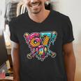 67 Baseball Ice Cream Drip Number Men's V-Neck T-Shirt 67 Baseball Ice Cream Drip Number Men's V-Neck T-Shirt