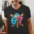 67 Baseball Ice Cream Drip Player Men's V-Neck T-Shirt