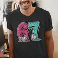 67 Ice Cream Drip Baseball Gen Alpha Slang Six Seven Meme Men's V-Neck T-Shirt