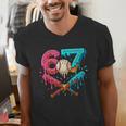 67 Ice Cream Drip Baseball Meme – Six Seven Gen Alpha Men's V-Neck T-Shirt