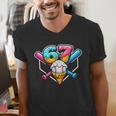 67 Ice Cream Drip Baseball Meme Six Seven Gen Alpha Slang Men's V-Neck T-Shirt