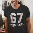 67 Six Seven Number 6 7 Meme Baseball Six Seven For Boys Men Men's V-Neck T-Shirt 67 Six Seven Number 6 7 Meme Baseball Six Seven For Boys Men Men's V-Neck T-Shirt