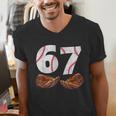 67 Trend Baseball Glove Number Style Men's V-Neck T-Shirt