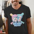 67th Birthday Squad Baseball Ice Cream Drip Birthday Squad Men's V-Neck T-Shirt 67th Birthday Squad Baseball Ice Cream Drip Birthday Squad Men's V-Neck T-Shirt