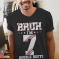 7th Birthday Baseball Bruh I'm 7 Double Digits 7 Years Old Men's V-Neck T-Shirt 7th Birthday Baseball Bruh I'm 7 Double Digits 7 Years Old Men's V-Neck T-Shirt