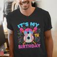 8th Birthday Baseball 8 Year Old Ice Cream Drip Boy Baseball Men's V-Neck T-Shirt 8th Birthday Baseball 8 Year Old Ice Cream Drip Boy Baseball Men's V-Neck T-Shirt