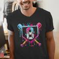 8th Birthday Boys Baseball Ice Cream Drip Boys Baseball Men's V-Neck T-Shirt 8th Birthday Boys Baseball Ice Cream Drip Boys Baseball Men's V-Neck T-Shirt