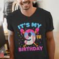 9th Birthday Baseball 9 Year Old Ice Cream Drip Boy Baseball Men's V-Neck T-Shirt 9th Birthday Baseball 9 Year Old Ice Cream Drip Boy Baseball Men's V-Neck T-Shirt