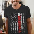 American Flag Baseball Team Baseball Player Baseball Men's V-Neck T-Shirt