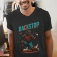 Backstop Catcher Baseball Graphic Men's V-Neck T-Shirt Backstop Catcher Baseball Graphic Men's V-Neck T-Shirt