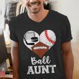Ball Aunt Heart Football Baseball Hockey Game Day Men's V-Neck T-Shirt Ball Aunt Heart Football Baseball Hockey Game Day Men's V-Neck T-Shirt