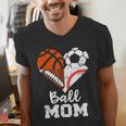 Ball Mom Heart Soccer Basketball Baseball Football Mom Men's V-Neck T-Shirt Ball Mom Heart Soccer Basketball Baseball Football Mom Men's V-Neck T-Shirt