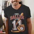This Baller Is Now 11 Year Baseball Player 11th Birthday Boy Men's V-Neck T-Shirt This Baller Is Now 11 Year Baseball Player 11th Birthday Boy Men's V-Neck T-Shirt