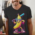 Banana With Baseball Bat Street Baseball Drip Men's V-Neck T-Shirt Banana With Baseball Bat Street Baseball Drip Men's V-Neck T-Shirt