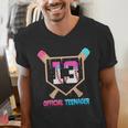 Baseball 13 Year Ice Cream Drip 13th Bday Official Teenager Men's V-Neck T-Shirt