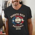 Baseball 2026 Puerto Rico Island Pride Sports Theme Men's V-Neck T-Shirt Baseball 2026 Puerto Rico Island Pride Sports Theme Men's V-Neck T-Shirt