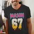 Baseball 6 7 Ice Cream Drip Number 67 Six Seven Meme Men's V-Neck T-Shirt Baseball 6 7 Ice Cream Drip Number 67 Six Seven Meme Men's V-Neck T-Shirt