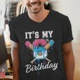 Baseball 6 Year Old Ice Cream Drip 6th Birthday Boy Number 6 Men's V-Neck T-Shirt