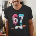 Baseball 67 Ice Cream Drip Six Seven Boys Men's V-Neck T-Shirt Baseball 67 Ice Cream Drip Six Seven Boys Men's V-Neck T-Shirt