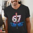 Baseball 67 Six Seven Gen Alpha Meme Drip Men's V-Neck T-Shirt