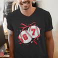 Baseball 67 Six Seven Gen Alpha Meme Valentine's Day Men's V-Neck T-Shirt