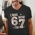 Baseball 7th Birthday 6 7 Years Old I Was 6 Now I'm 7 Men's V-Neck T-Shirt