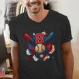 Baseball 8 Year Old Splash Drip 8th Birthday Boy Number 8 Men's V-Neck T-Shirt Baseball 8 Year Old Splash Drip 8th Birthday Boy Number 8 Men's V-Neck T-Shirt