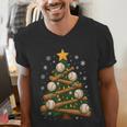 Baseball Bat Christmas Tree Lights Holiday Xmas Men's V-Neck T-Shirt