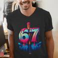 Baseball Bat Hands Drip 67 Six Seven Gen Alpha Slang Meme Men's V-Neck T-Shirt