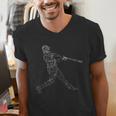 Baseball Batter Line Abstract Geometry Team Player Family Men's V-Neck T-Shirt