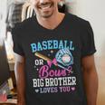 Baseball Or Bows Big Brother Loves You Gender Pink Or Blue Men's V-Neck T-Shirt Baseball Or Bows Big Brother Loves You Gender Pink Or Blue Men's V-Neck T-Shirt