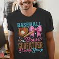 Baseball Or Bows Godfather Loves You Gender Reveal Men's V-Neck T-Shirt Baseball Or Bows Godfather Loves You Gender Reveal Men's V-Neck T-Shirt
