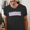 Baseball Bubble Letter Men's V-Neck T-Shirt Baseball Bubble Letter Men's V-Neck T-Shirt