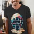 Baseball Catcher Mask Ice Cream Dripping Baseball Boy Youth Men's V-Neck T-Shirt