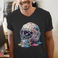 Baseball Catcher Mask Ice Cream Dripping Baseball Boys Men's V-Neck T-Shirt Baseball Catcher Mask Ice Cream Dripping Baseball Boys Men's V-Neck T-Shirt
