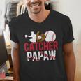 Baseball Catcher Papaw Proud Papaw Of A Baseball Catcher Men's V-Neck T-Shirt Baseball Catcher Papaw Proud Papaw Of A Baseball Catcher Men's V-Neck T-Shirt