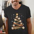 Baseball Christmas Tree Light Xmas Baseball Men's V-Neck T-Shirt Baseball Christmas Tree Light Xmas Baseball Men's V-Neck T-Shirt