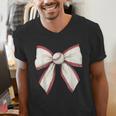 Baseball Coquette Bow Cute Baseball Game Men's V-Neck T-Shirt Baseball Coquette Bow Cute Baseball Game Men's V-Neck T-Shirt