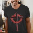 Baseball Cross Bats Pitcher Jesus Faith Men's V-Neck T-Shirt Baseball Cross Bats Pitcher Jesus Faith Men's V-Neck T-Shirt