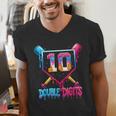 Baseball Drip 10th Birthday Boy Double Digits Ice Cream Drip Men's V-Neck T-Shirt Baseball Drip 10th Birthday Boy Double Digits Ice Cream Drip Men's V-Neck T-Shirt