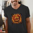 Baseball Drip Angry Lava Slime Ball Graphic Men's V-Neck T-Shirt