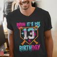 Baseball Drip Bruh It's My 13th Birthday Boy Ice Cream Drip Men's V-Neck T-Shirt