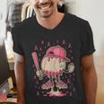 Baseball Drip Ice Cream Breast Cancer Awareness Boys & Girls Men's V-Neck T-Shirt