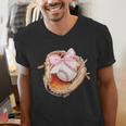 Baseball Drip Ice Cream Coquette Pink Bow Baseball Player Men's V-Neck T-Shirt