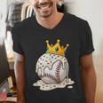 Baseball Drip Ice Cream Crown Melt Graphic Men's V-Neck T-Shirt Baseball Drip Ice Cream Crown Melt Graphic Men's V-Neck T-Shirt