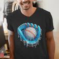 Baseball Drip Ice Cream Glove With Sprinkles Ball Boys Youth Men's V-Neck T-Shirt